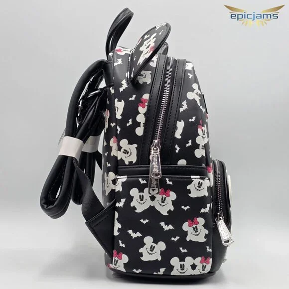 Loungefly Disney Mickey & Minnie Mouse Ghostly Glow-in-the-Dark Mini Backpack Se - Picture 5 of 9